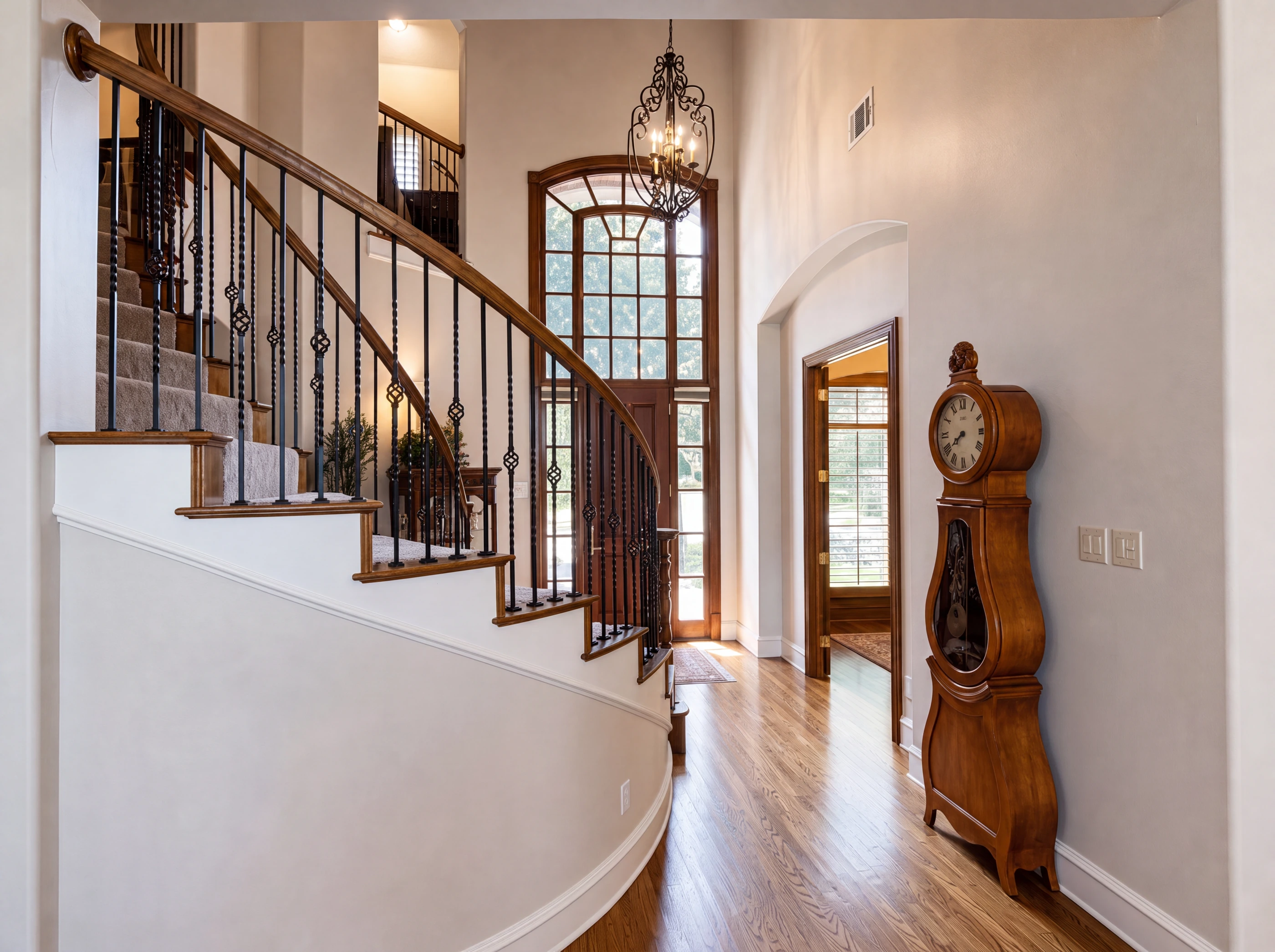 Staircase with iron balusters