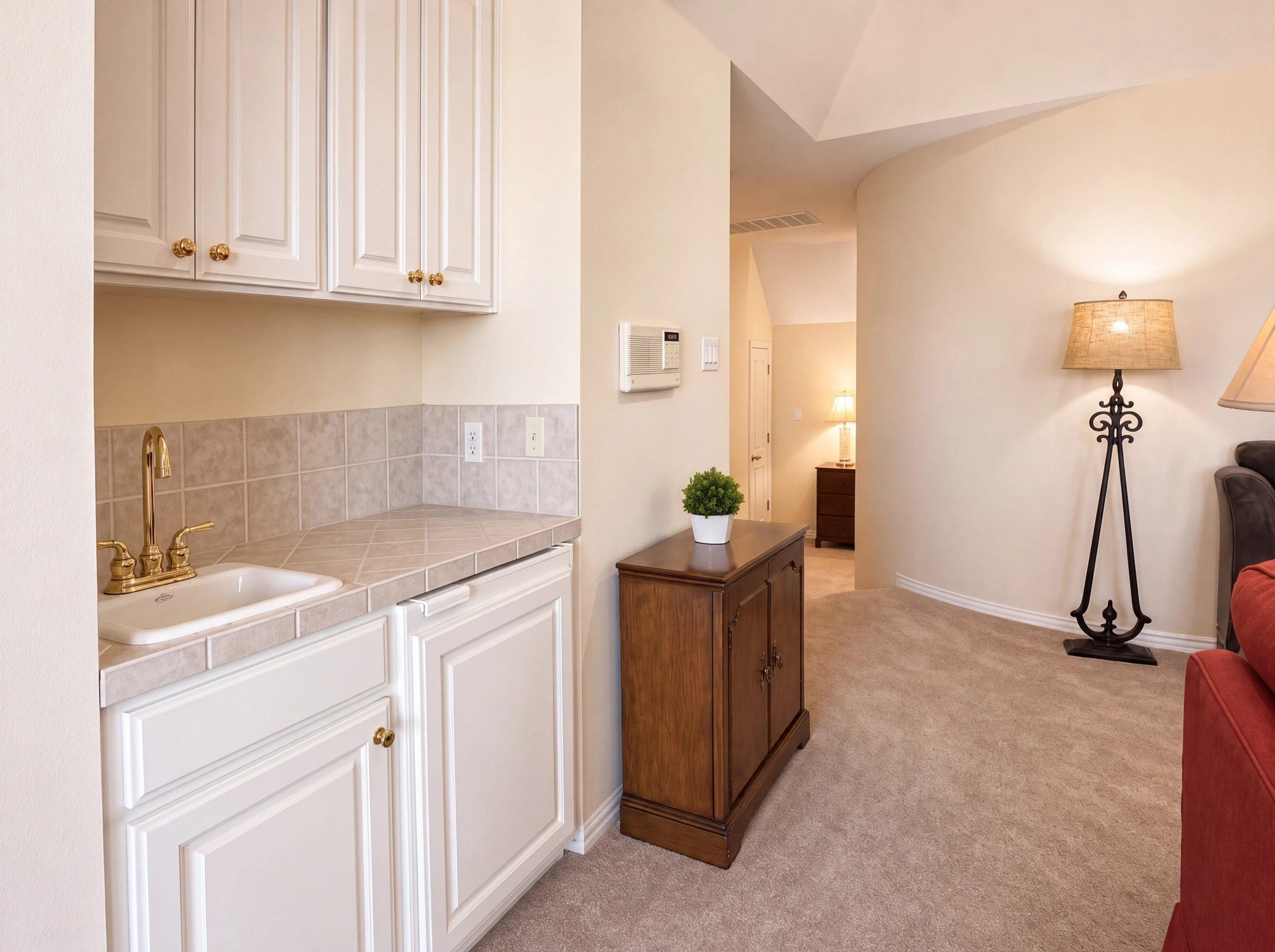 Wet-bar cabinetry in the game room